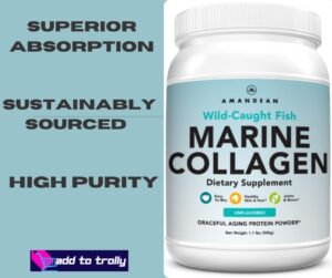 AMANDEAN Premium Anti-Aging Marine Collagen Peptides Powder