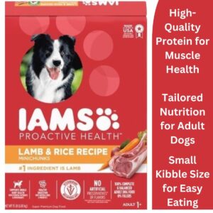 IAMS Minichunks Adult Dry Dog Food Lamb & Rice Recipe Dog Kibble, 30 lb. Bag