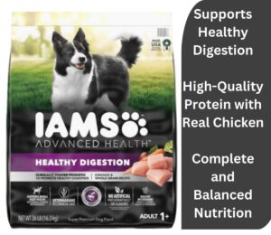 Iams Advanced Health Adult Healthy Digestion Dry Dog Food with Real Chicken, 36 lb. Bag
