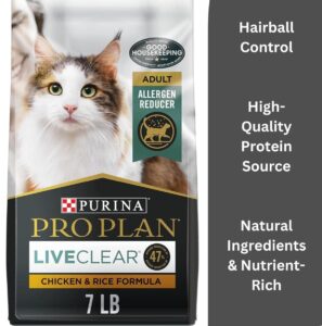 Purina Pro Plan Allergen Reducing, High Protein Cat Food, LIVECLEAR Chicken and Rice Formula - 7Lb.Bag