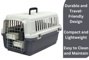 SportPet Designs Plastic Kennels Rolling Plastic Wire Door Travel Dog Crate - Small - No Wheel, Tan