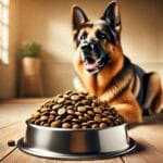 A german shepherd with food
